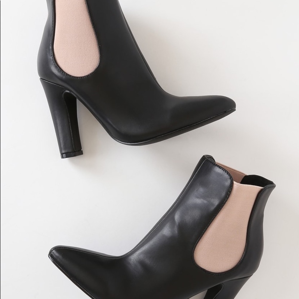 Black and Nude Ankle Booties